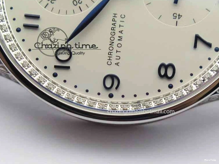 MIROTIME 0328 Portuguese IW3714 Diam ZF V2 1:1 Best Edition White Dial Blue Makers On Blue Leather Strap A79350 (Slim Movement) Stylish 7248